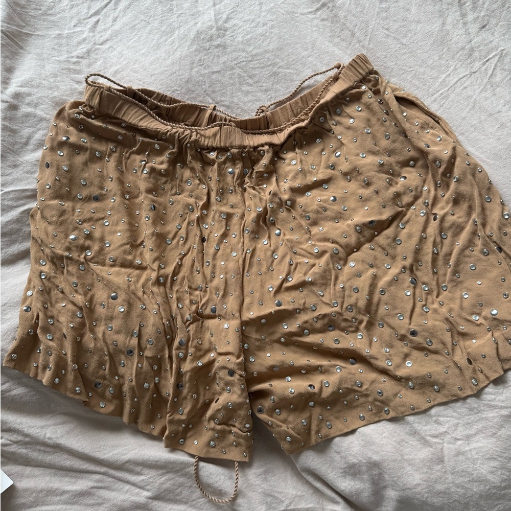 Embellished Tan Women's Shorts